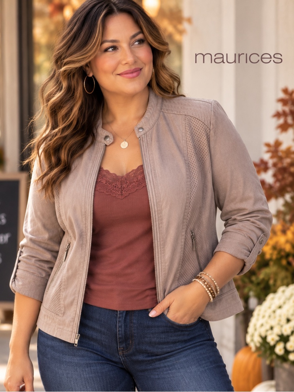 Maurices XXL Tan Vegan Suede Moto Jacket Washable Lightweight Fall
